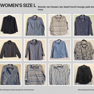 12 PIECE BUNDLE WOMEN'S SIZE LARGE VAN HEUSEN LEE AND MORE
